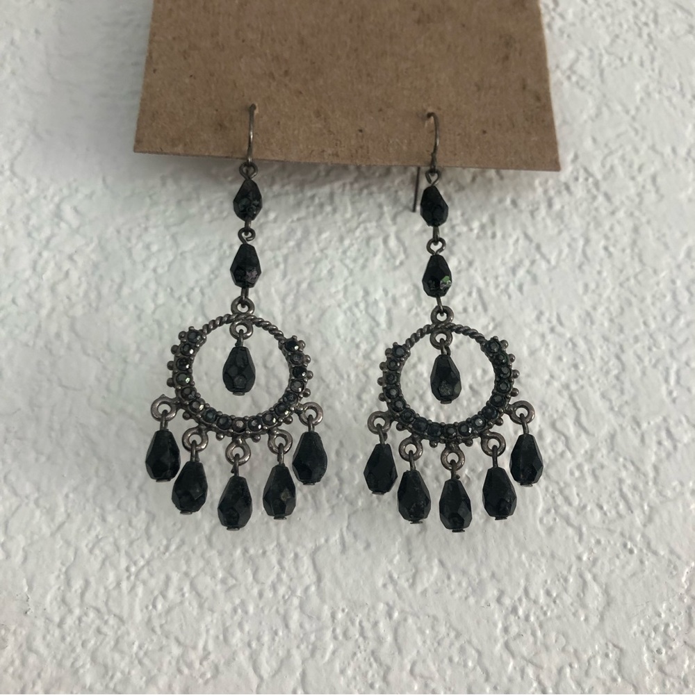 Torrid Silver and Black Chandelier Earrings